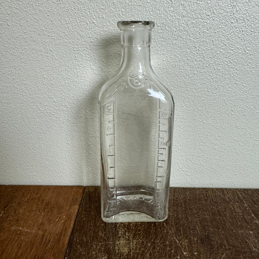 Antique ILLINOIS‎ Owens Illinois Clear Glass Apothecary Medicine Pharmacy Bottle